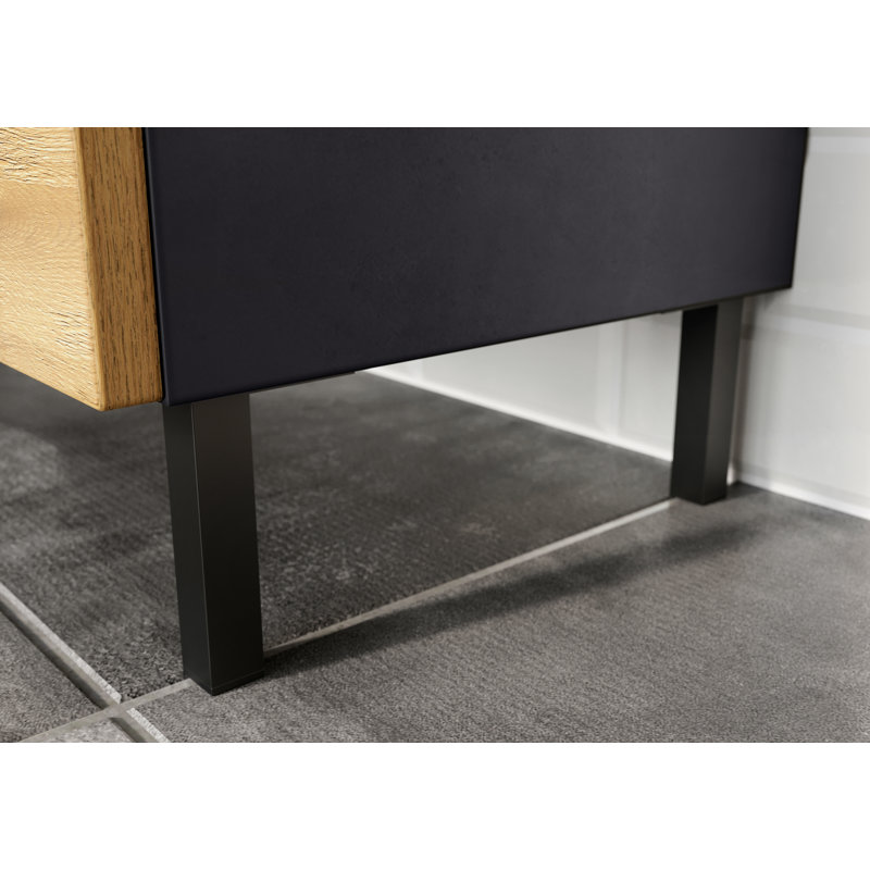 Musson Freestanding Bathroom Cabinet, Graphite/Grandson Oak