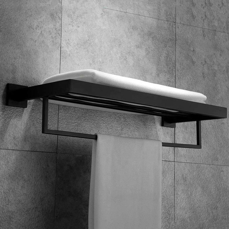 Porte-serviettes mural en acier inoxydable 304 noir avec porte-serviettes mural robuste