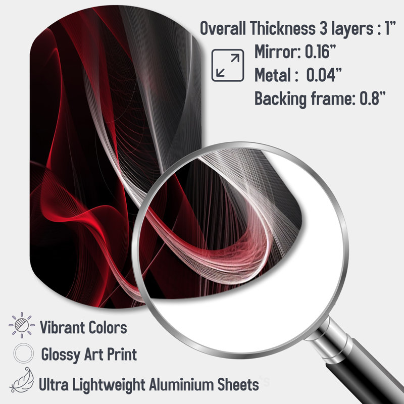 Abstrait contemplatif rouge et noir I - art abstrait de forme cylindrique asymétrique en métal, H 31 po x l 19 po x P 1 po