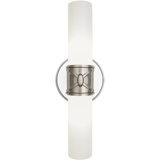 Chase 2-Light Wall Sconce - Polished Nickel, Polished Cas White -