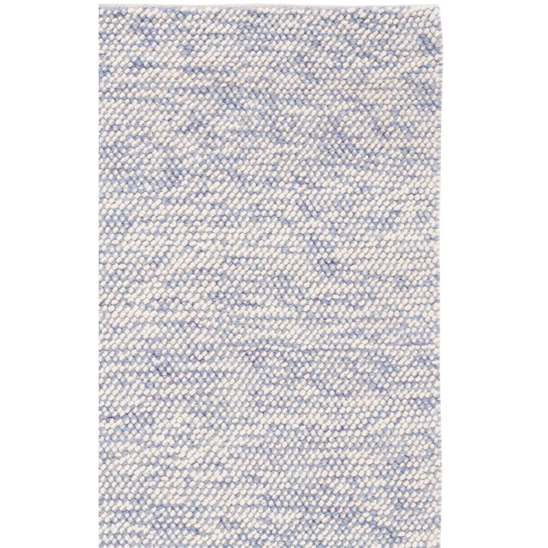 Tapis bleu / ivoire à motif géométrique fabriqué à la main Almus, Rectangle de 5 pi x 8 pi