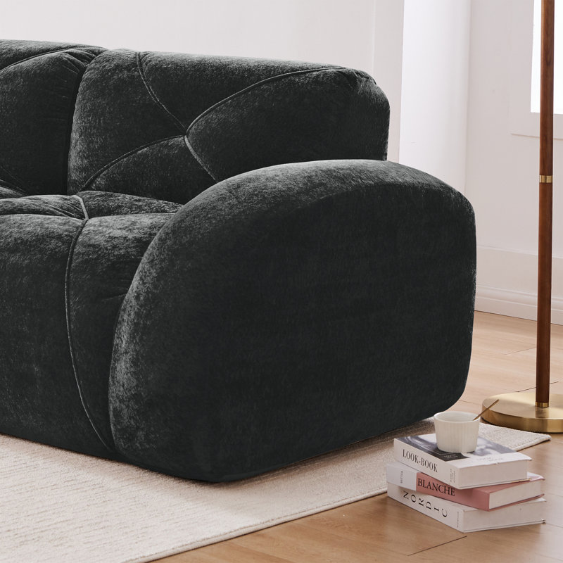 L-Shaped Boneless Sofa, 29.9" H x 80.3" W x 67.3" D, Black
