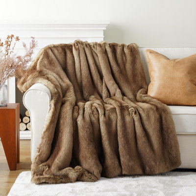 Luxury Faux Fur Throw Blanket, Large Soft Warm Cozy Fuzzy Fluffy Fur Blankets and Throws for Bed, Home Decor, King Size Fur Blanket with Long Pile