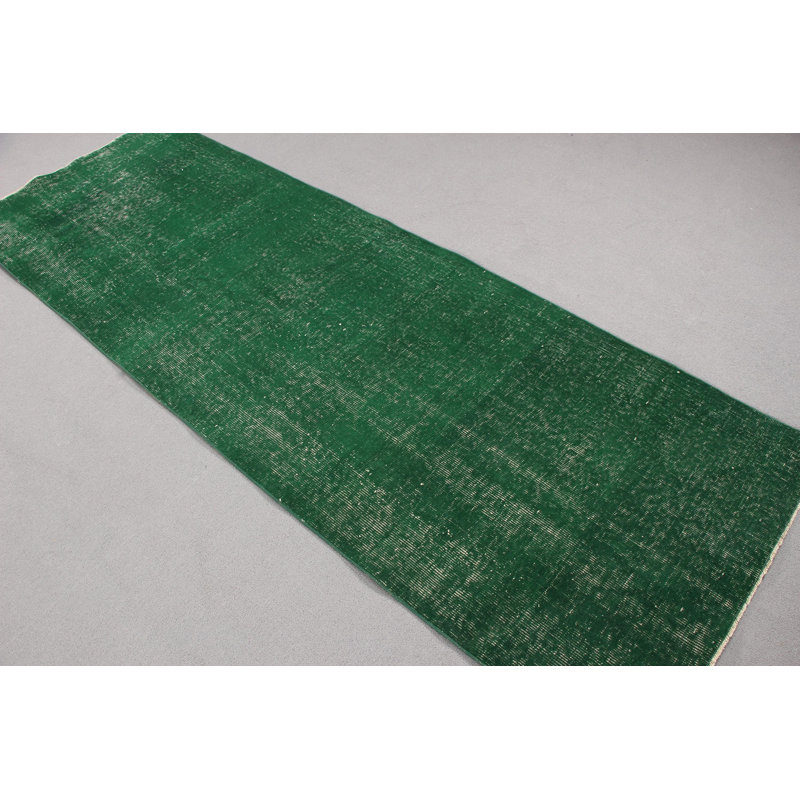 Tapis de couloir rétro vert idéal pour les couloirs de la collection Turkish Overdyed