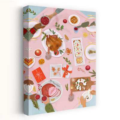 Xmas Brunch Contemporary Winter Wall Art Print by Petra Lizde - Wrapped Canvas Print
