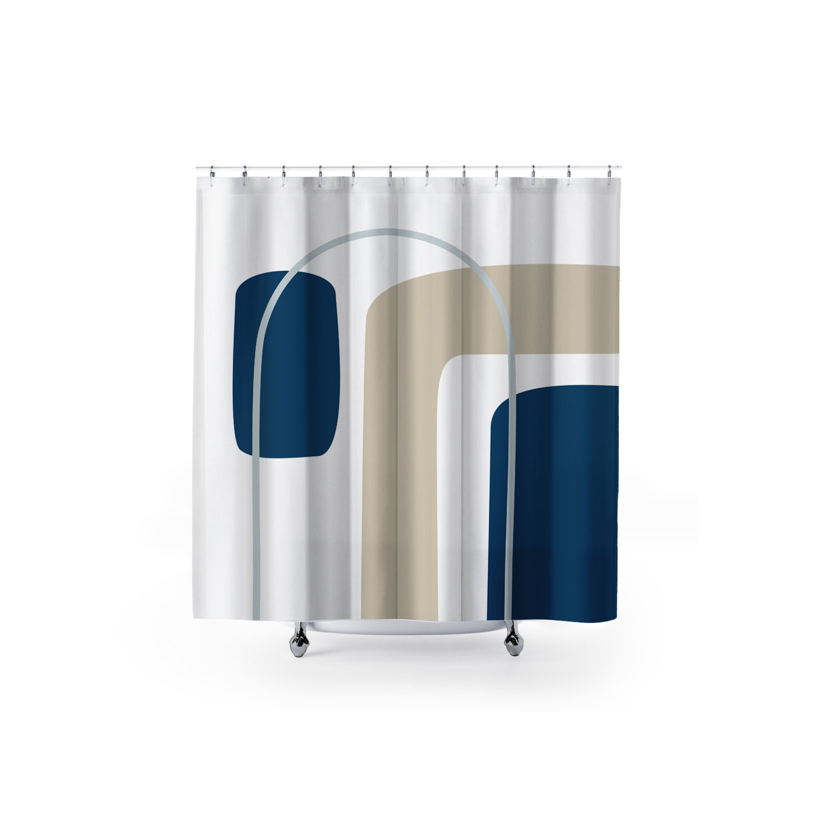 Hagan Polyester Shower Curtain, Beige