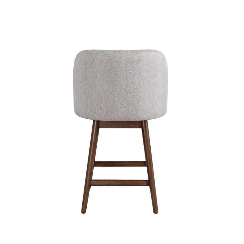 Sadie Solid Wood Upholstered Counter Height Or Bar Height Swivel Barstool With Fabric Seat - Set Of 4, Gray, Brown