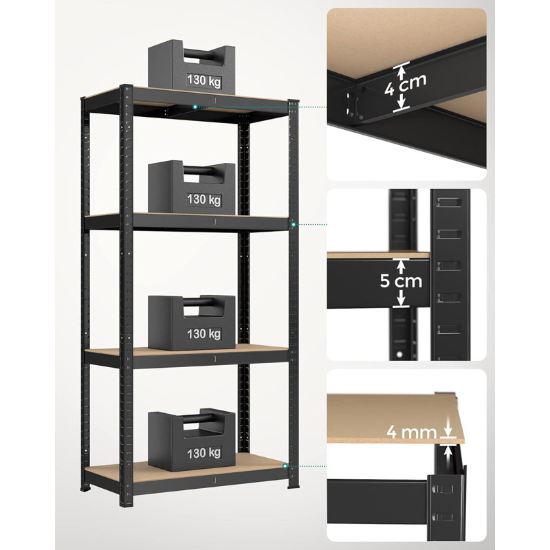 80cm W Steel Storage Rack, Black