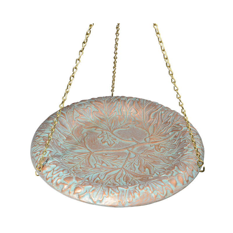 Oakleaf Hanging Birdbath, Copper Verdi