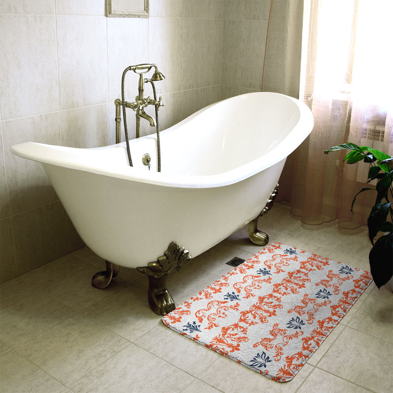 Tapis pour salle de bain Denver, l 17 po x L 24 po, Orange / blanc / bleu