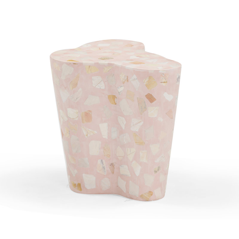 Black & White Riverbed Terrazzo Side Table, Pink