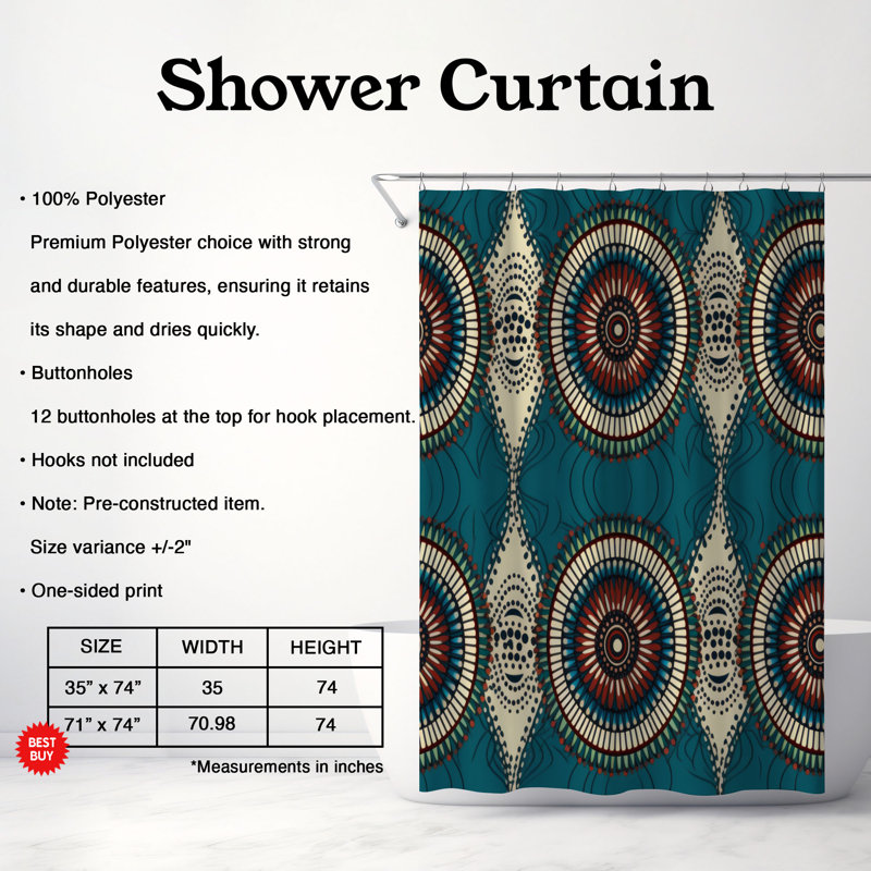 Rideau de douche Boho Horizon - Premium, H 74 po x l 71 po