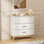 Armoire de rangement à 3 tiroirs de style nordique, commode blanche moderne avec poignées en or rose et base en bois massif pour petits espaces