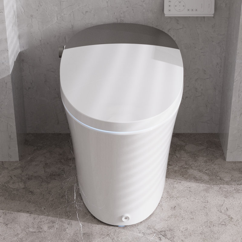 Elongated Tankless Smart Toilet with Warm & Cool Massage Wash, Foot Kick/Blackout Flush, Gentle Night Light, Dual-Tone Design, Advanced Comfort