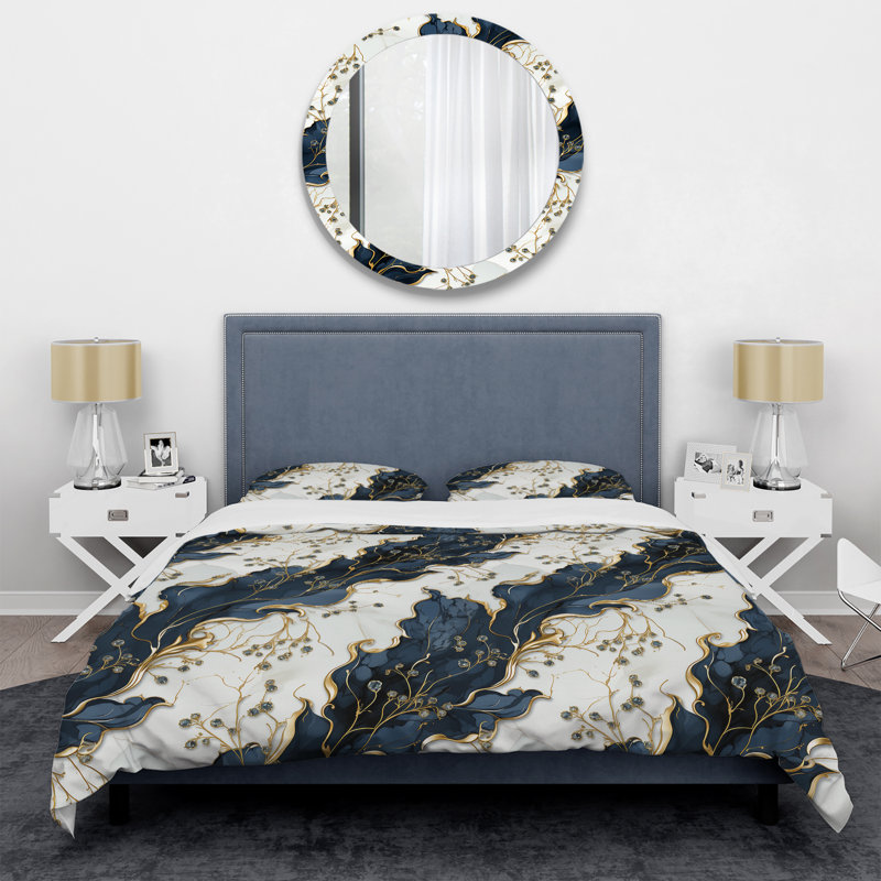 Ensemble de housse de couette en marbre Kimbie Vintage Charm, Housse de couette pour très grand lit et 2 très