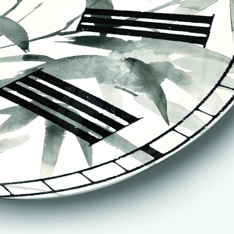 Horloge murale Swigart Bamboo Leaves II, Surdimensionné, Feuilles de bambou Swigart II