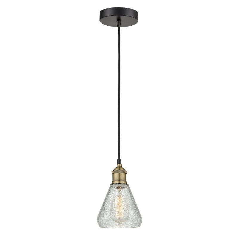 Luminaire suspendu conique à 1 lumière Petronille, Laiton antique noir