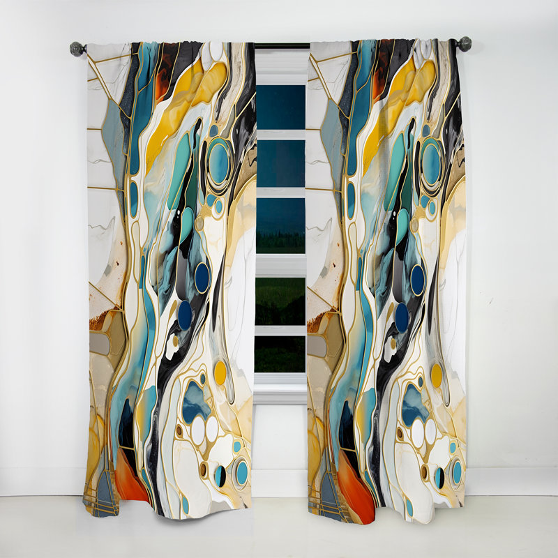 Linneman - Liquid Ink Room Darkening Curtain - 1 Panels, 52" W x 108" L