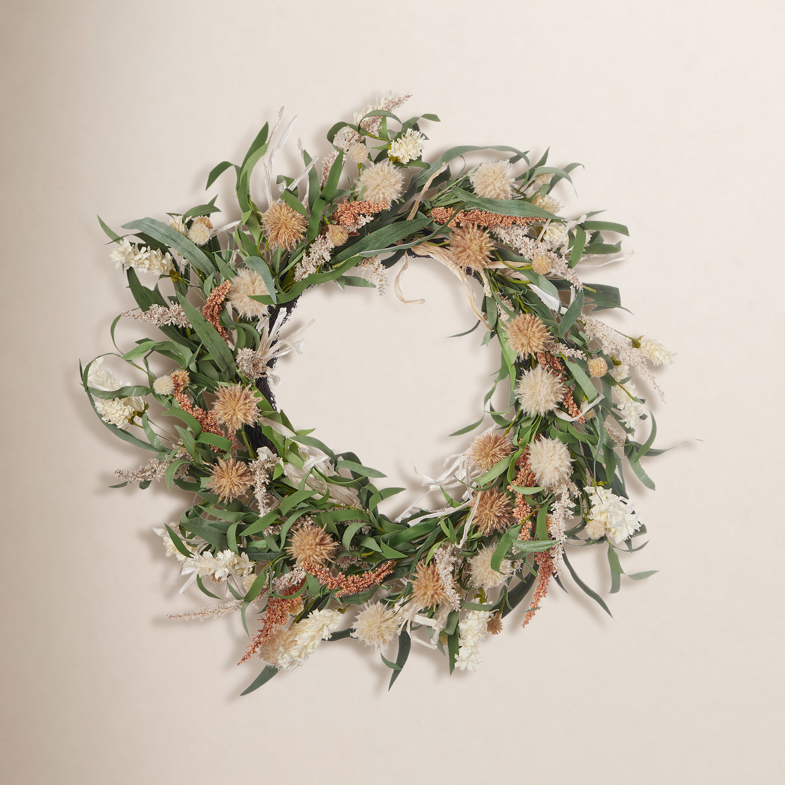 24" Faux Globe Thistle Medley Front Door Summer Wreath