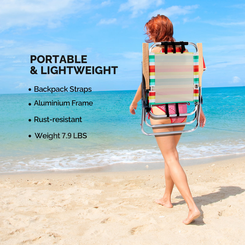 1PC 17In High Seat Portable Folding Beach Chair