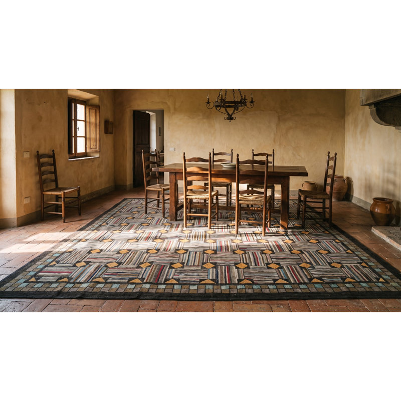 Tapis carré crocheté à motif géométrique antique