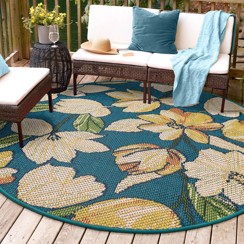 Camalu Higgin Indoor/Outdoor Area Rug, Rond 4 pi 1 po