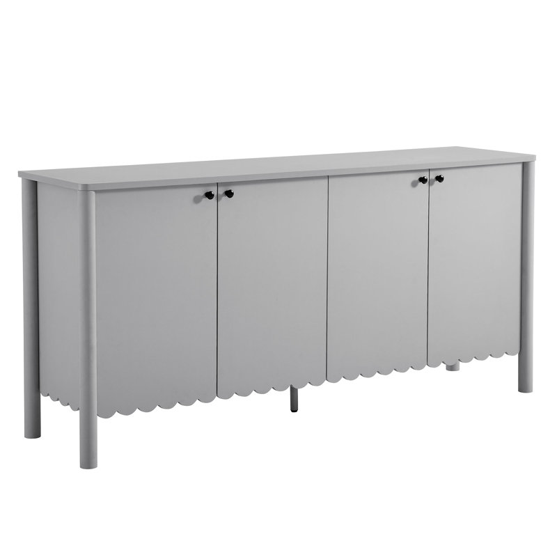 Light Gray Laminate 66" Scalloped Sideboard Cabinet