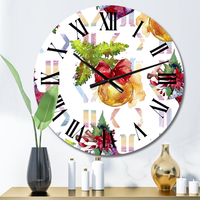 Christmas Winter Holiday Symbols - Patterned Wall Clock, Small