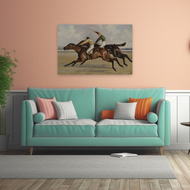 «Horse Race Finish Classic Contemporary Horse», reproduction d'art murale, H 32 po x l 48 po