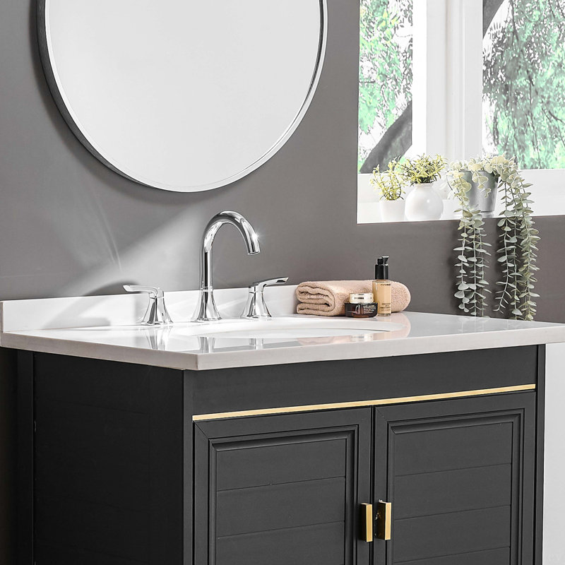 Bathroom Stainless Steel Faucets For Sink 3 Hole 8 Inch Widespread Bathroom Sink Faucet Double Lever Handle Faucet Bathroom Vanity Faucet Basin Mixer Tap Faucet With Pop-Up Drain