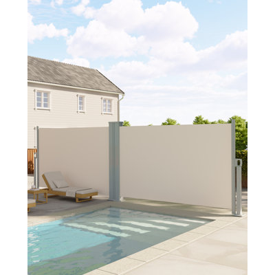 Double Retractable Side Awning, Outdoor Privacy Screen, UV & Water-Resistant Folding Fence