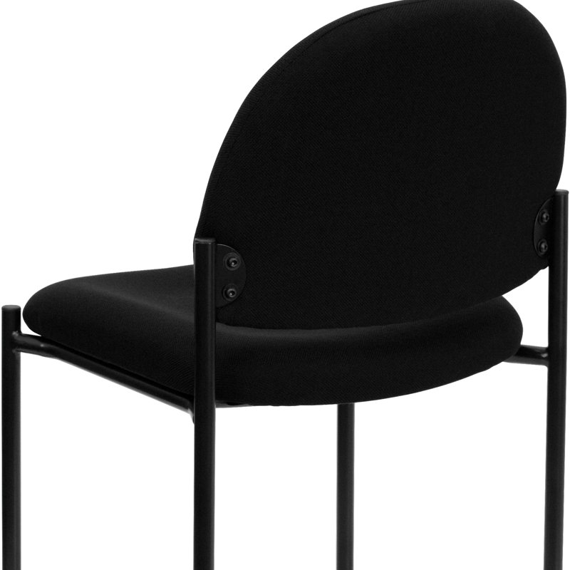 Black Fabric Stackable Metal Side Reception Chair with Contoured Cushions