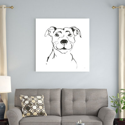 «Line Dog Pitbull I» par Chris Paschke, reproduction d'art sur toile tendue