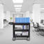 Chariot de service utilitaire, 2 tablettes, 250 kg, en plastique robuste, avec roues pivotantes à 360°, étagère à rebord moyen et poignée de rangement ergonomique. Parfait pour l'entrepôt, le garage, le nettoyage et le bureau.