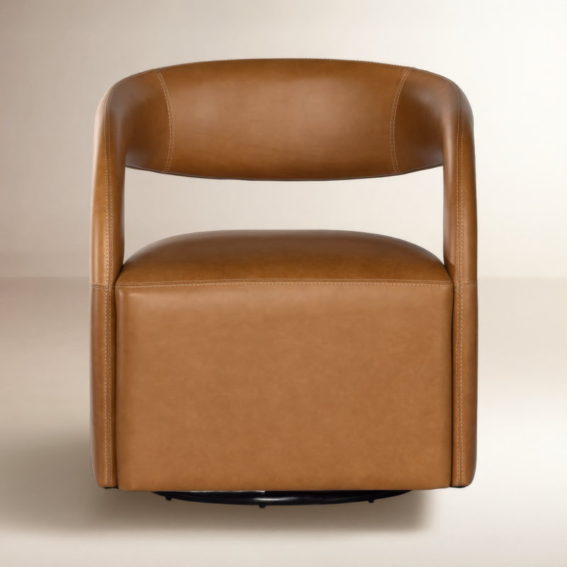 Hawkins Swivel Armchair, Sonoma Butterscotch Top Grain Leather