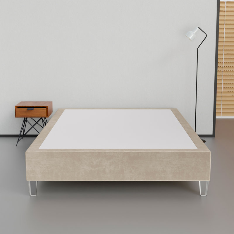 Lit en bois massif Kavi, H 14 po x l 44 po x L 75 po, Beige