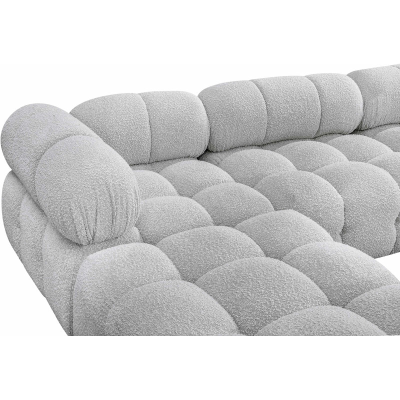 Canapé modulaire rembourré 204 po Ames, Tissu gris bouclé