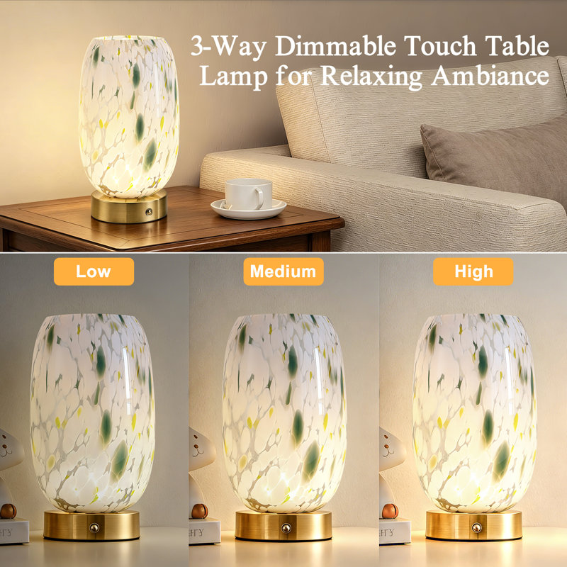 9" Modern Cordless Led Table Lamp Touch Control 3-Level Dimming Type-C Rechargeable For Bedroom Living Room Study Patio