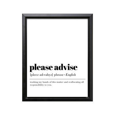 Définition de «Veuillez aviser»