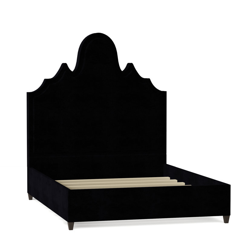 Amalie Upholstered Bed, Queen, Bella Black Performance Velvet, Brown Mahogany