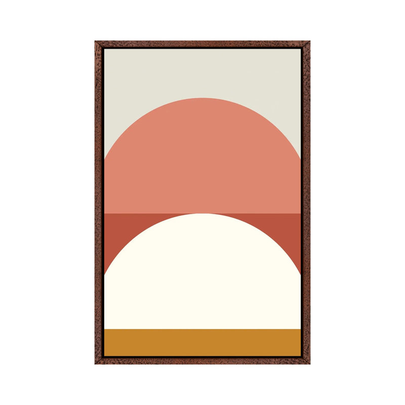 Geometric - Print on Canvas, Brown Framed, Silver/White/Orange, 66.04 cm H x 45.72 cm W
