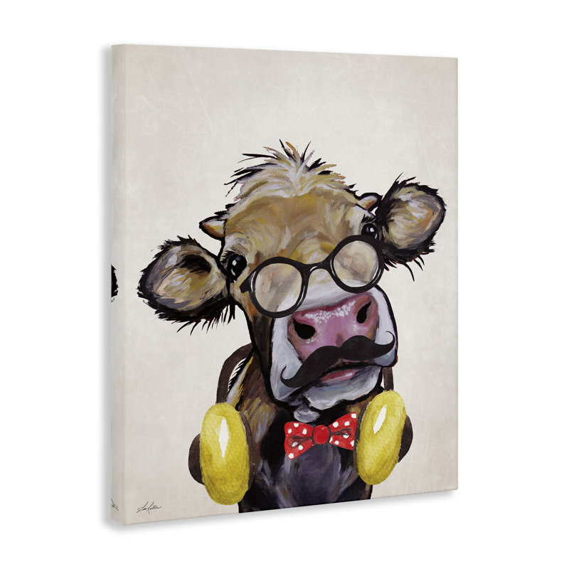 Art mural sur toile Hipster Cow, H 20 po x l 16 po
