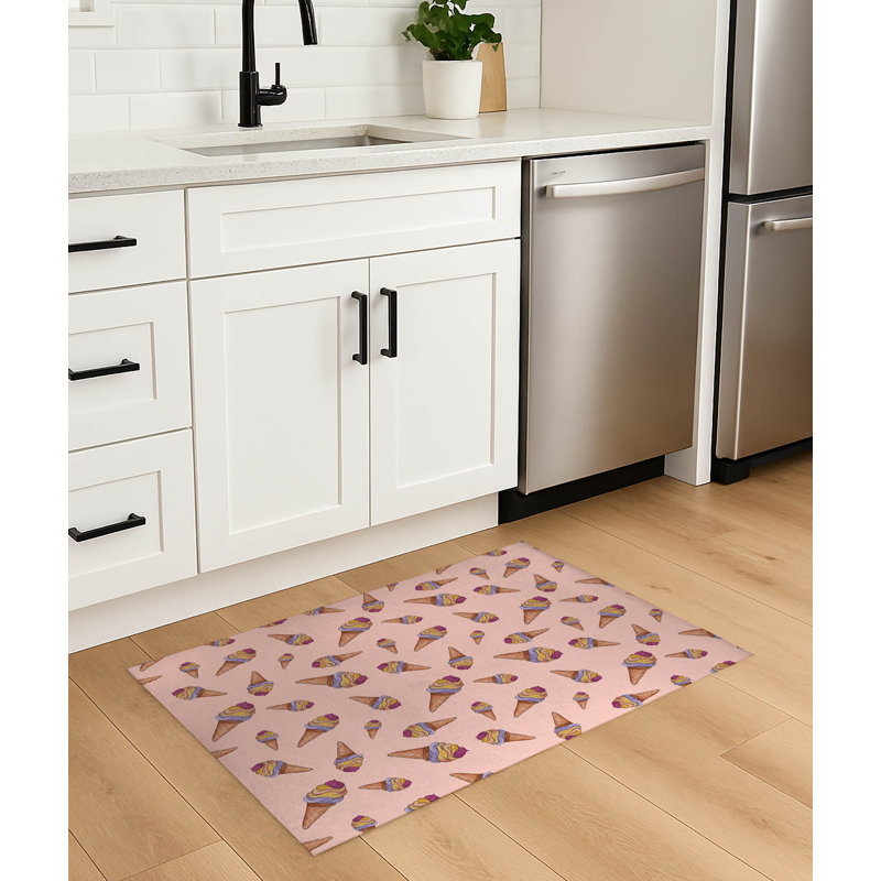 Tapis de cuisine antidérapant Summer Ice Cream, Rectangulaire 3 pi x 5 pi, Pêche