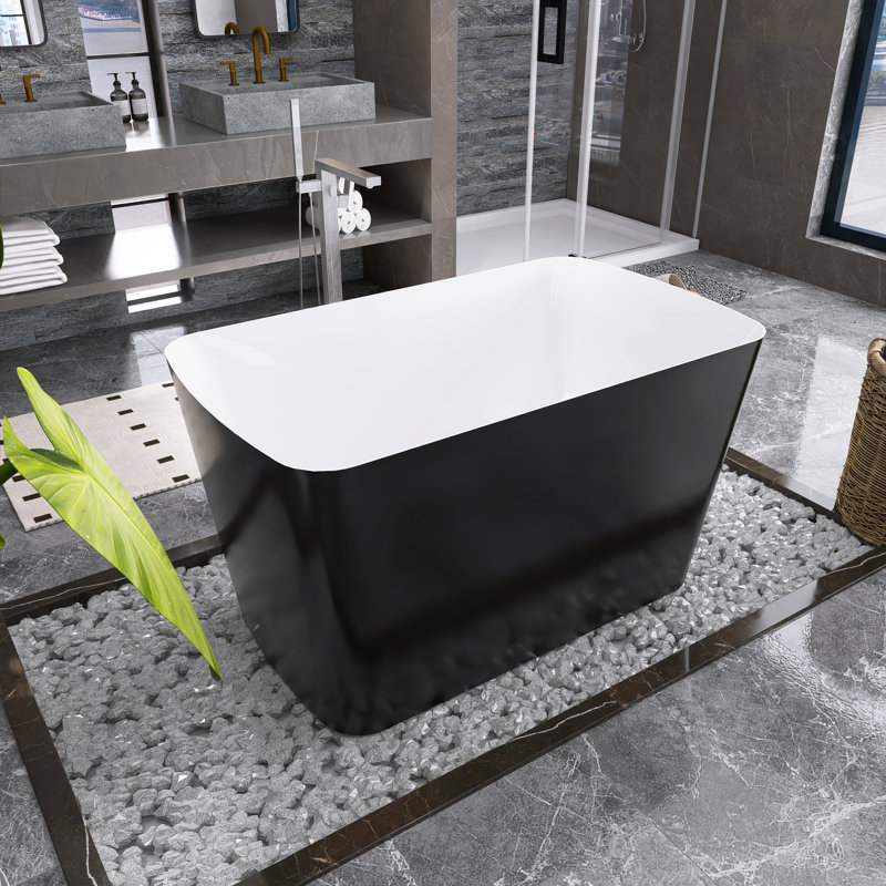 49'' x 27.95'' Soaking Acrylic Bathtub, Black