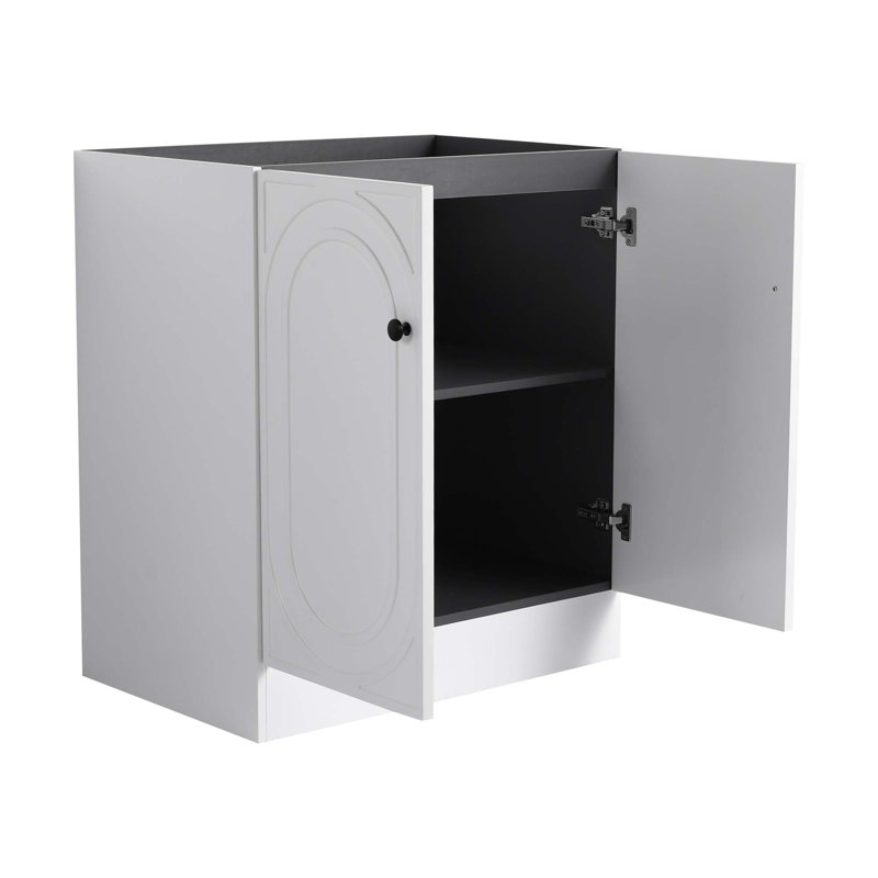Meuble-lavabo de salle de bain autoportant 30 po et 2 portes d'armoire à fermeture en douceur, sans le lavabo, Blanc