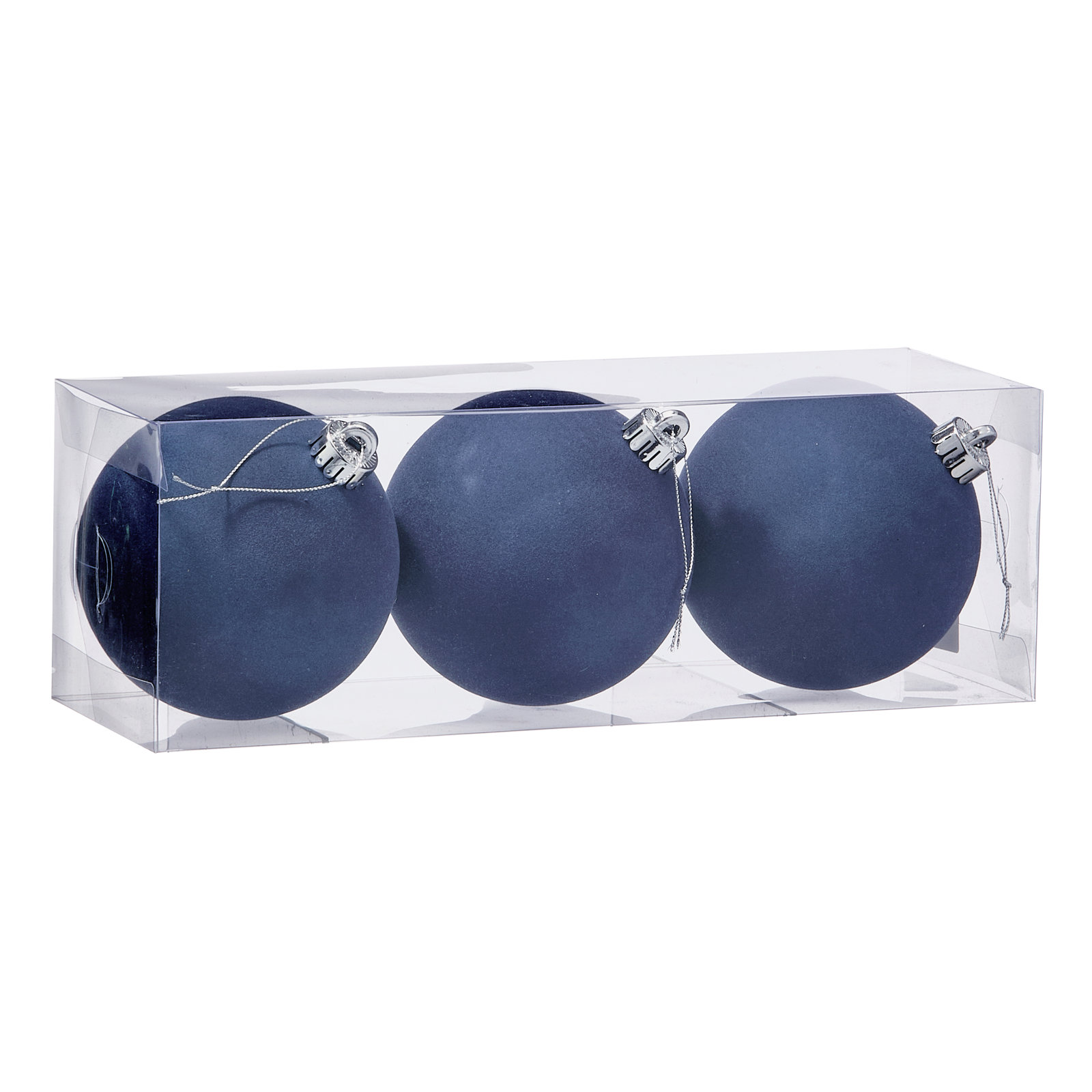 120Mm Shatterproof Flocked Ball Ornament, Blue