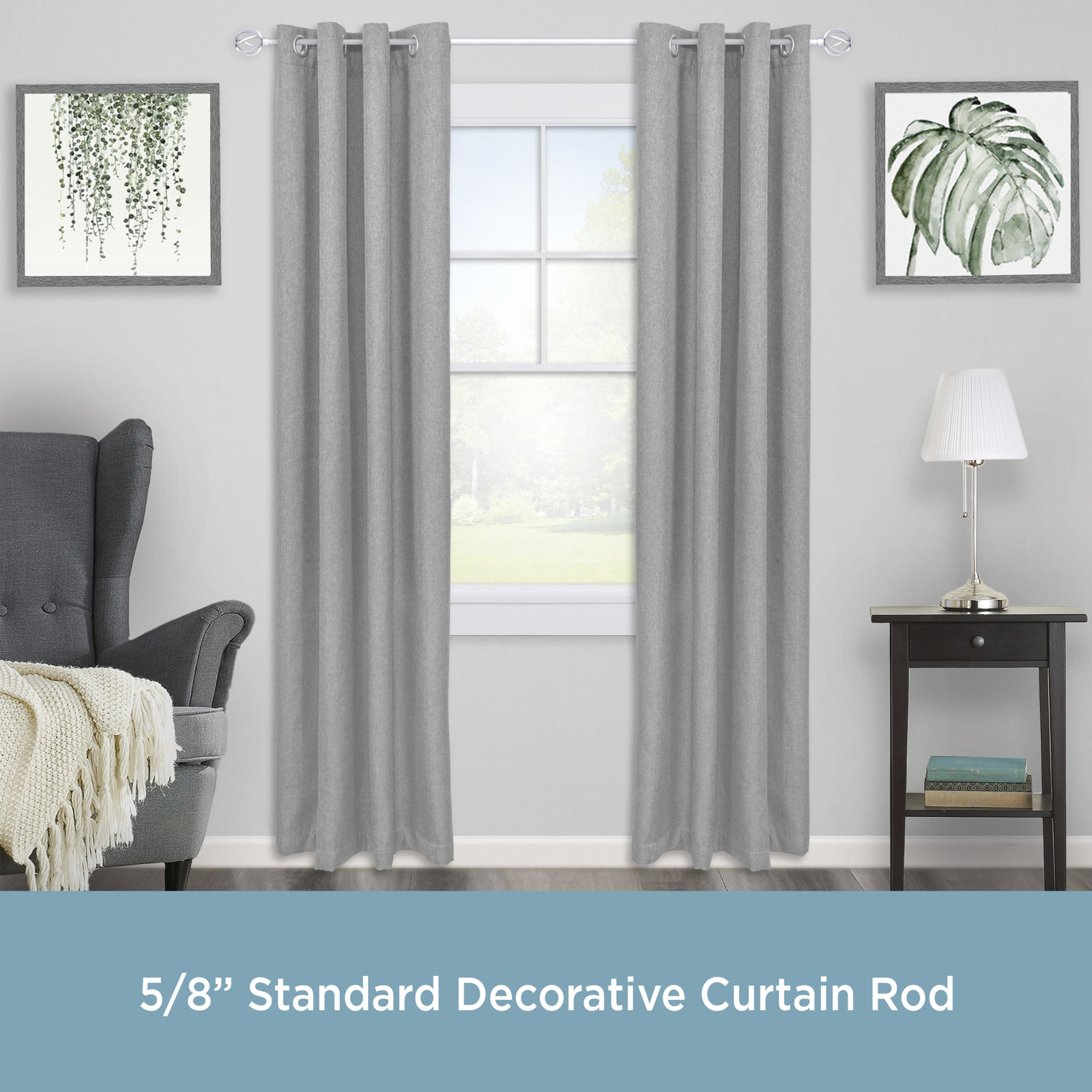 Lowri Cage Single Curtain Rod, 28" - 48", Brushed Nickel