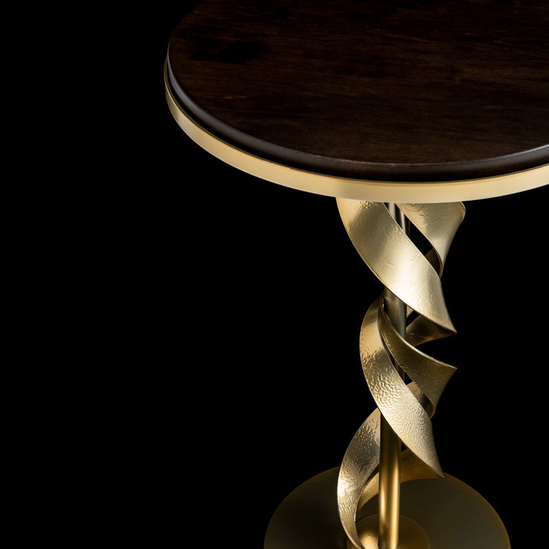 Folio Wood Top Accent Table, Espresso, Modern Brass