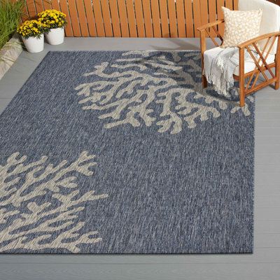 Tapis intérieur / extérieur bleu marine / gris Christiane