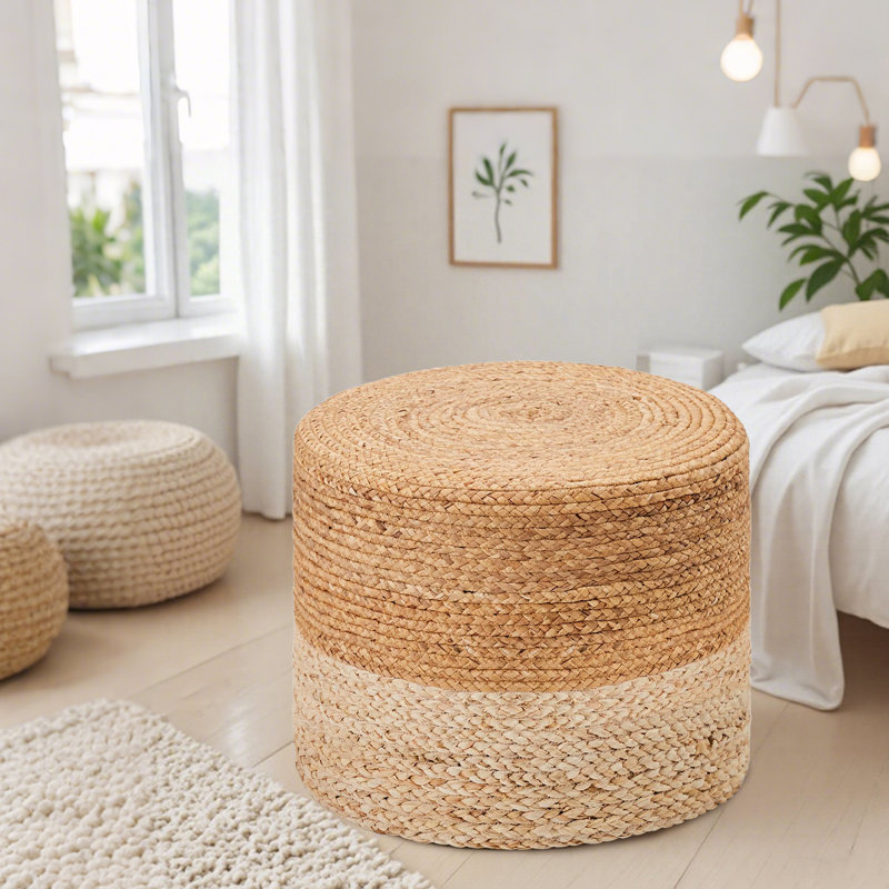 Onaway Upholstered Pouf, Natural
